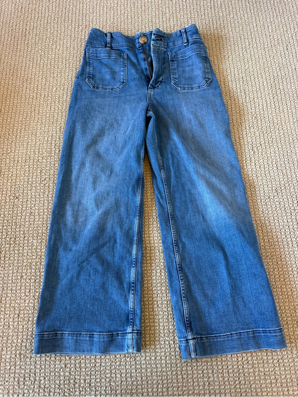 Maeve Blue Wide-Leg Patch Pocket Jeans